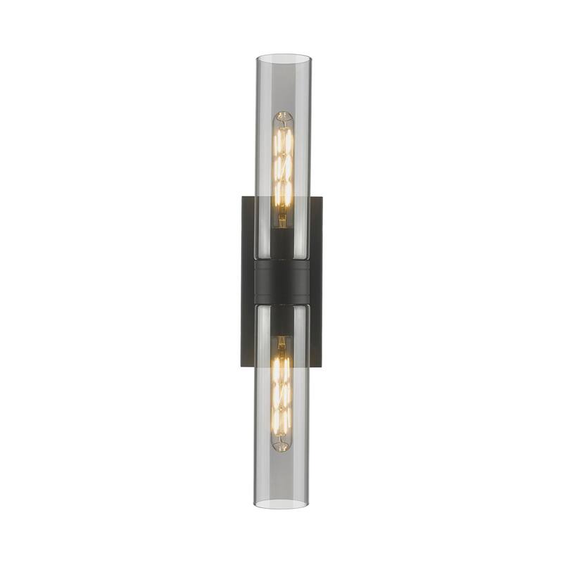 Innovations Lighting 617-2W-3-24 Ballston Urban Vanity Ballston Urban - Matte Black / Plated Smoke
