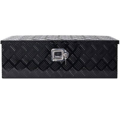 30" Rectangular Aluminum Tool Box, Outdoor Tool Cabinets with Lock Keys,Black