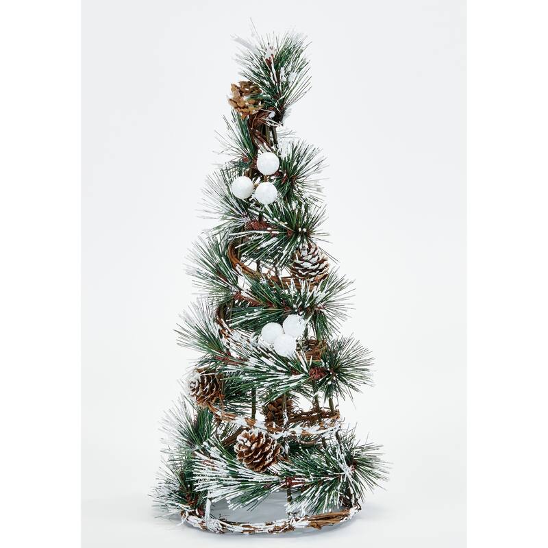 14" Snowy Pine Cone Artificial Christmas Tabletop Tree - 14