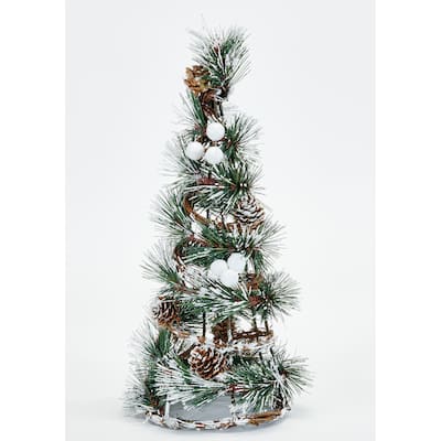 14" Snowy Pine Cone Artificial Christmas Tabletop Tree - 14