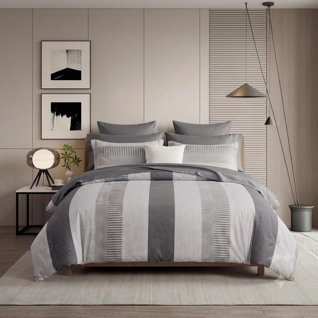 Wilhelm Striped 7 PCS Oversized Natural Cotton Comforter Set