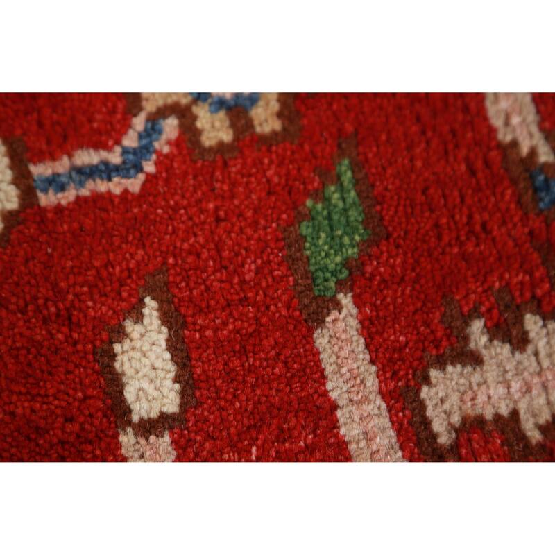 Hand Knotted Oriental 100% Wool Carpet Traditional Geometric Red Heriz (serapi) Area Rug - 11' 9'' X 8' 10''