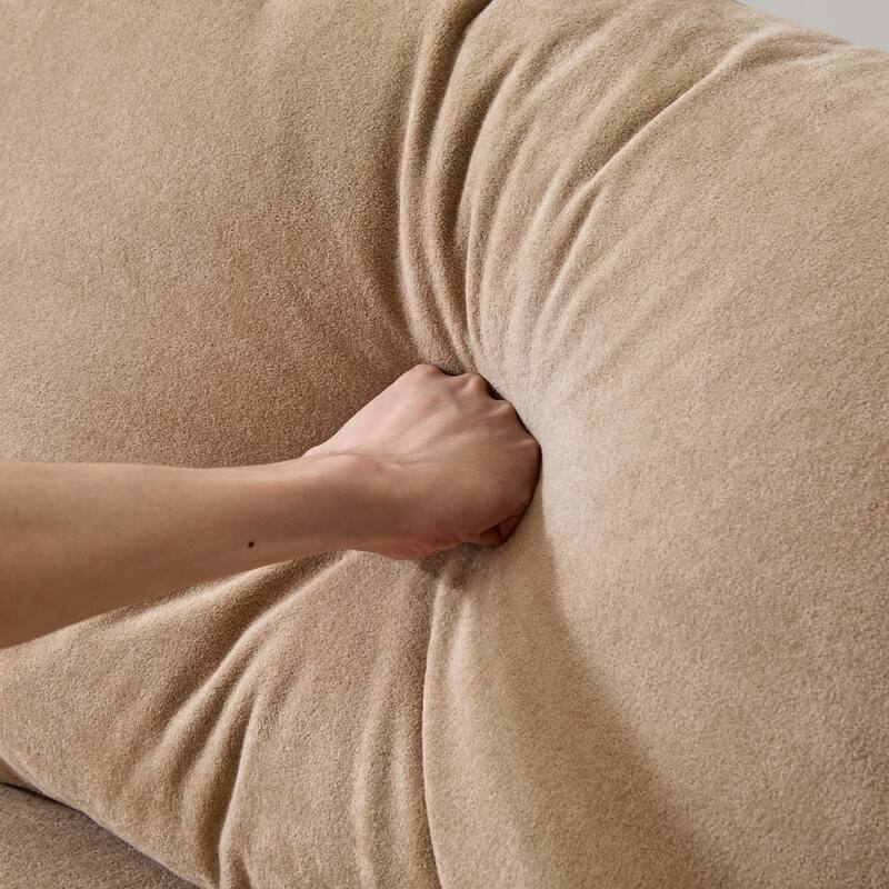 L Shaped Modular Sectional Sofa with Ottoman, Oversize Velvet Upholstered Sofa, 5 Seat Sofa with Removable Cushions