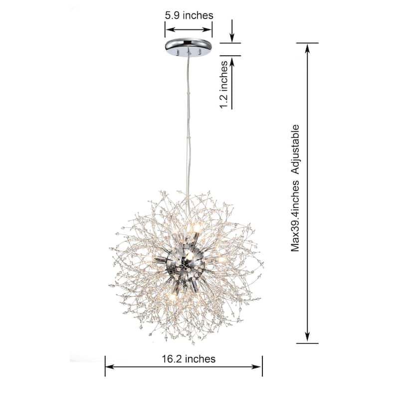 Liria 8-Light Chrome Clear Beads Firework Pendant Chandelier