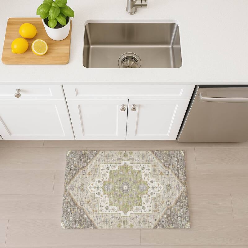 Machine Washable Indoor/ Outdoor Traditional Kolkata Chantille Rug