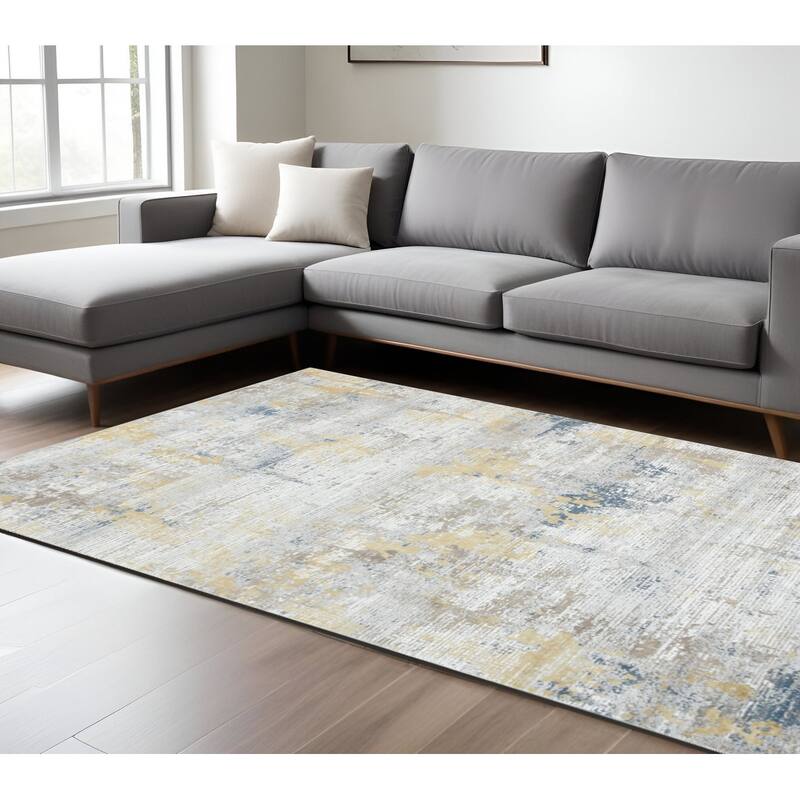 HomeRoots Abstract Contemporary Rectangle Area Rug - 114.00 in. x 90.00 in.  x 0.25 in.