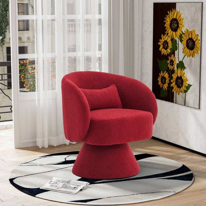 Ouyessir Teddy Sherpa Upholstered Swivel Cuddle Barrel Sofa Chairs