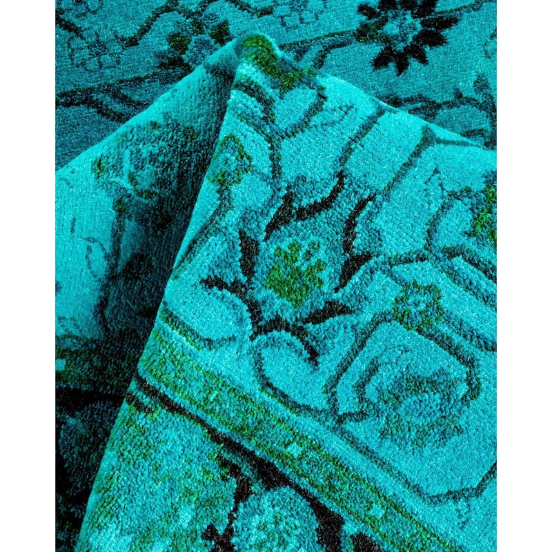 Overton Hand Knotted Wool Vintage Inspired Modern Contemporary Overdyed Blue Area Rug - 2' 9" x 4' 4"