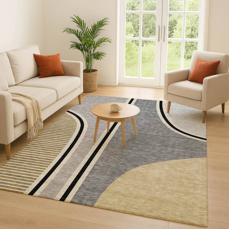 Machine Washable Indoor/ Outdoor Contemporary Keely Chantille Rug