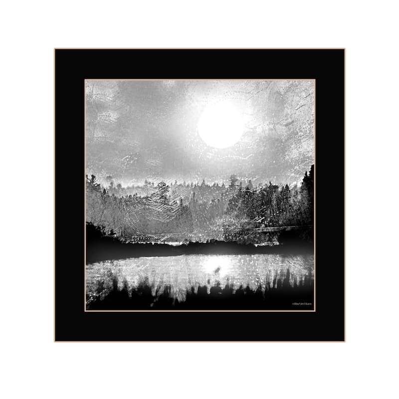 TrendyDecor4U "Big Moon Lake" Framed Print Wall Art - Black
