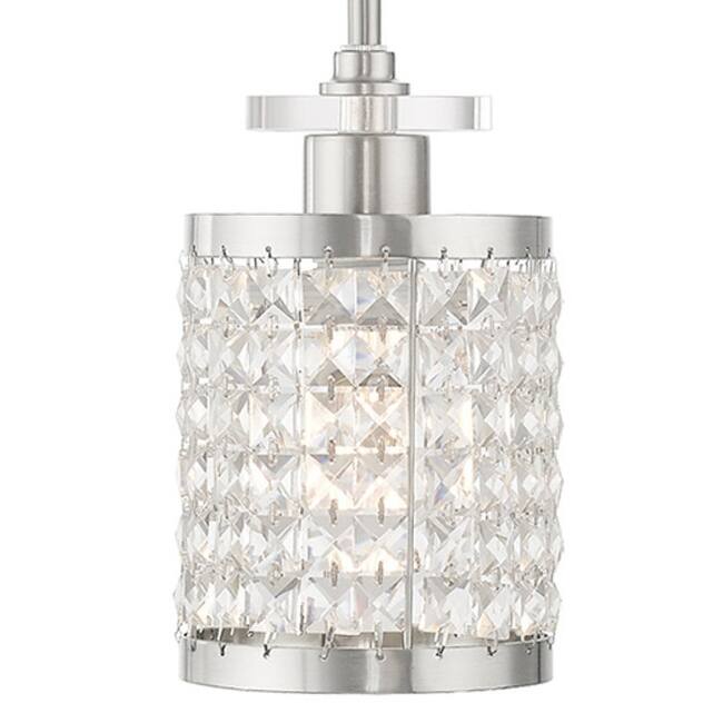 Livex Lighting Grammercy 1 Light Mini Pendant with Clear Crystal - Brushed Nickel