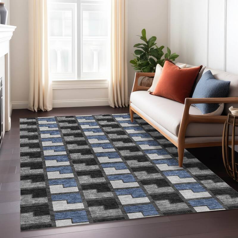Machine Washable Indoor/ Outdoor Contemporary Kaylee Chantille Rug