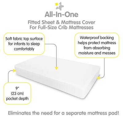 BreathableBaby All-in-One Fitted Sheet & Waterproof Cover for Crib Mattresses, 2-Pack
