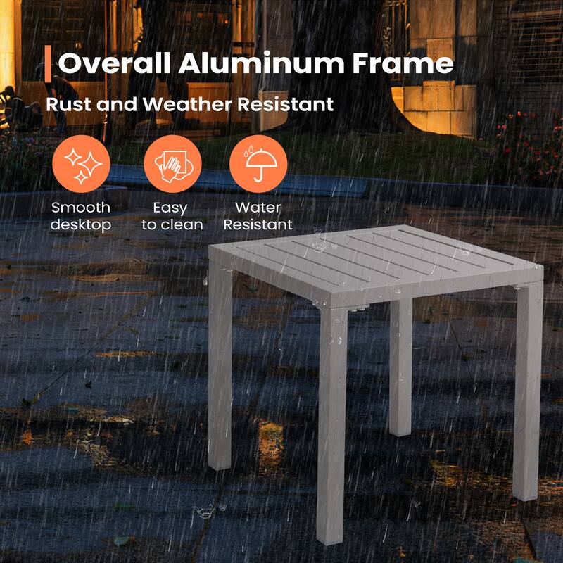 Pellebant Outdoor Aluminum Small Square Side End Table - 15.67" L x 15.67" W x 15.83" H