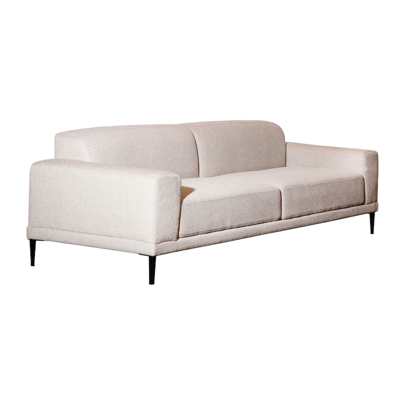 Amara 94-inch Width Modern Sofa with Boucle Upholstery, Natural White
