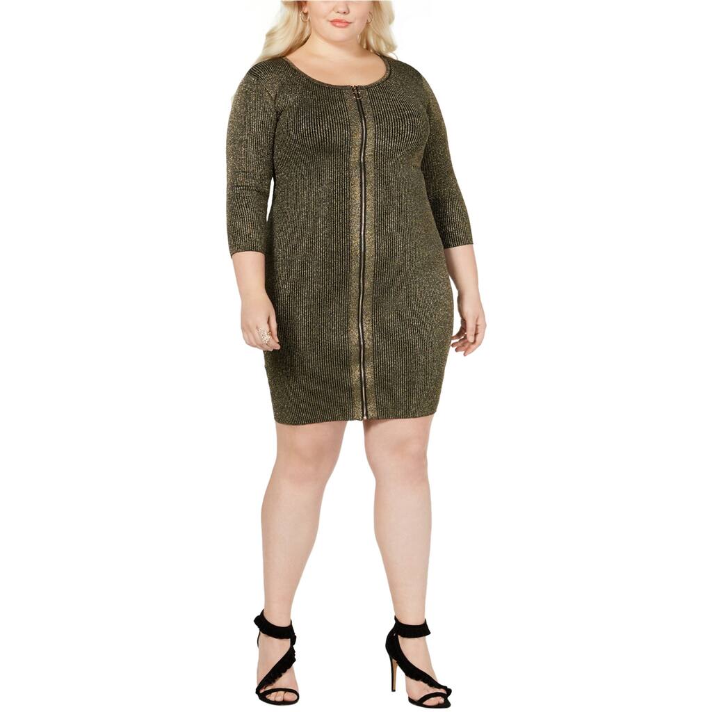 Say What? Womens Zipper Sweater Dress,, Metallic, 2X