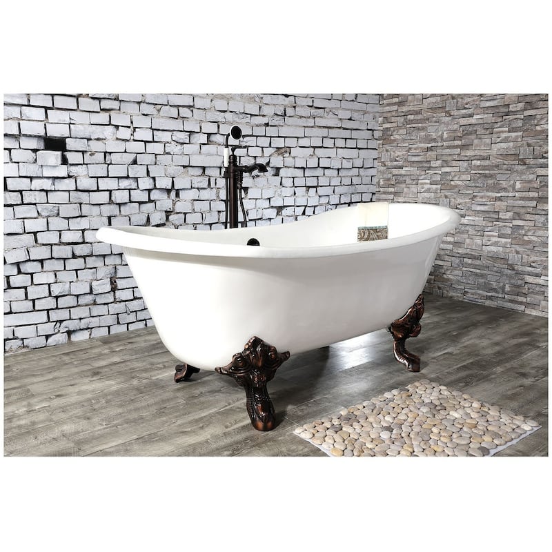 Kingston Brass Aqua Eden 67" Clawfoot Cast Iron Soaking Tub with