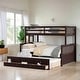 preview thumbnail 1 of 18, Luxury Twin-Over-Full Bunk Bed with Twin size Trundle and Drawers for Bedroom, Sturdy Construction & Unique Design, Black Black