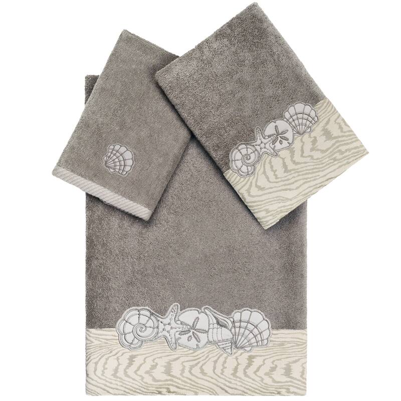 Authentic Hotel and Spa Turkish Cotton Shell Row 3PC Towel Set - Charcoal