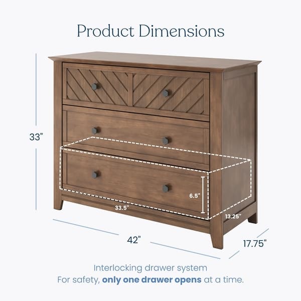 dimension image slide 1 of 3, Child Craft Atwood 3-Drawer Dresser