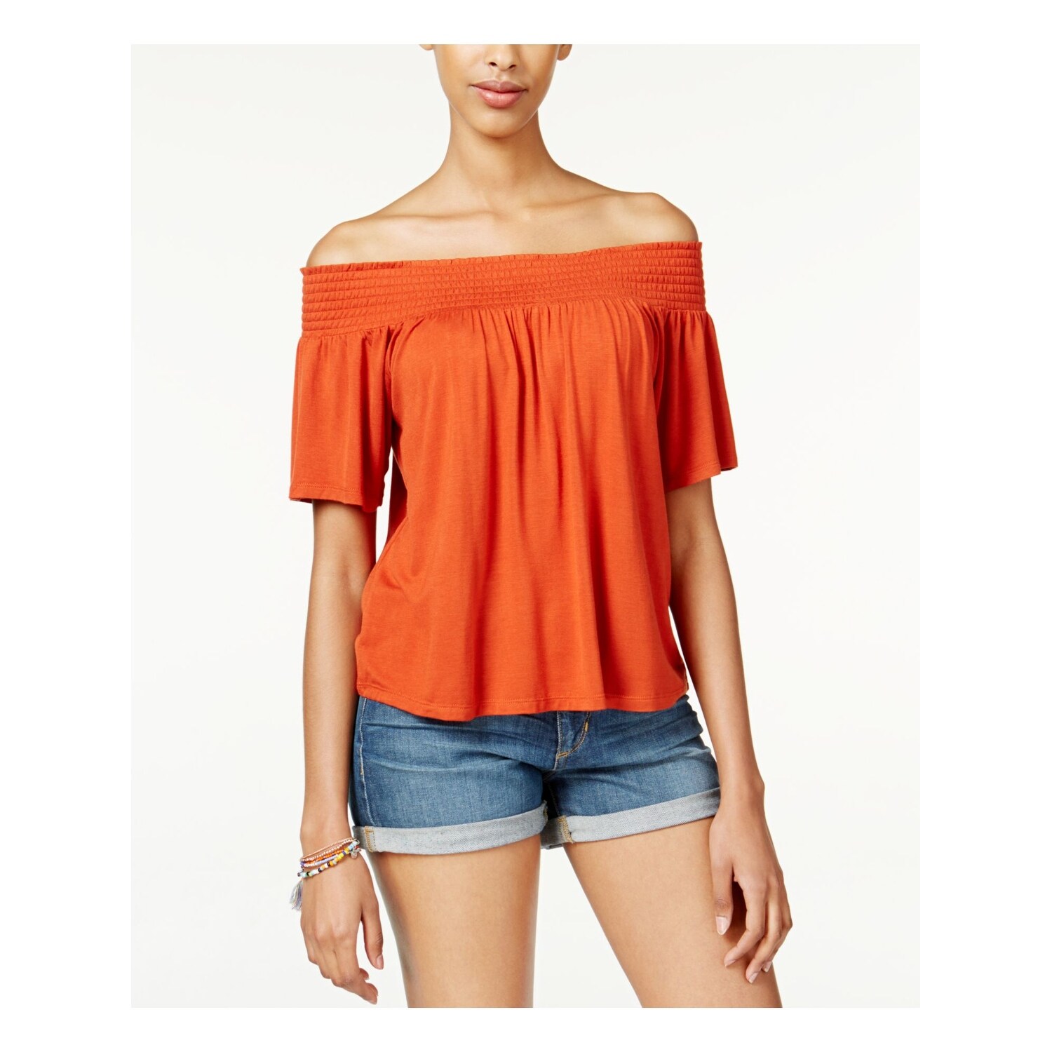 orange jean shorts womens