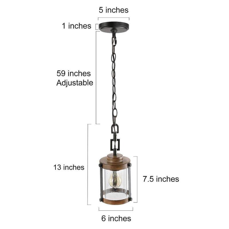 Modern Farmhouse 1-Light Cylinder Glass Pendant Light for Kitchen Island Dining Room