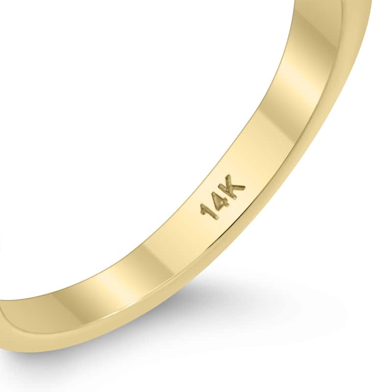 14K Yellow Gold Thin Faceted Groove Design 1.5MM Wedding Band