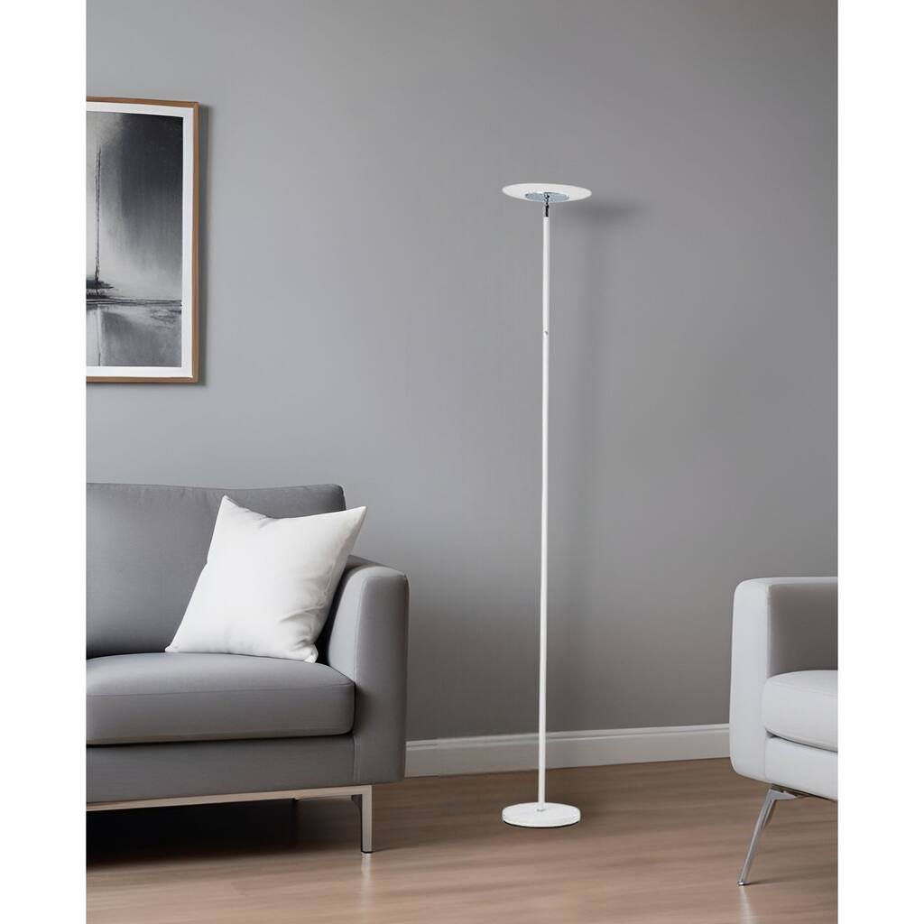 HomeRoots 72" White LED Torchiere Floor Lamp