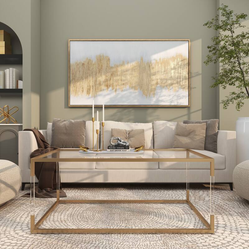 CosmoLiving by Cosmopolitan Canvas Glitter Flakes Geode Living Room Framed Wall Art with Gold Frame