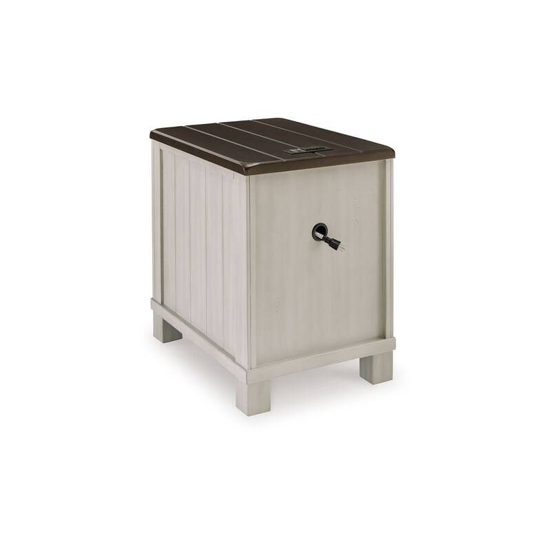 24 in. Gray and Brown Rectangle Wood End Table with Storage Drawer for Convenience