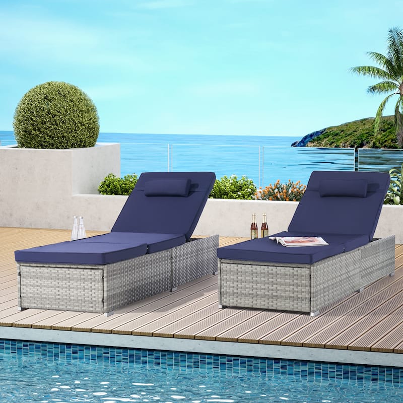 Outdoor sofa PE rattan furniture deck chair GRAY rattan - Gray