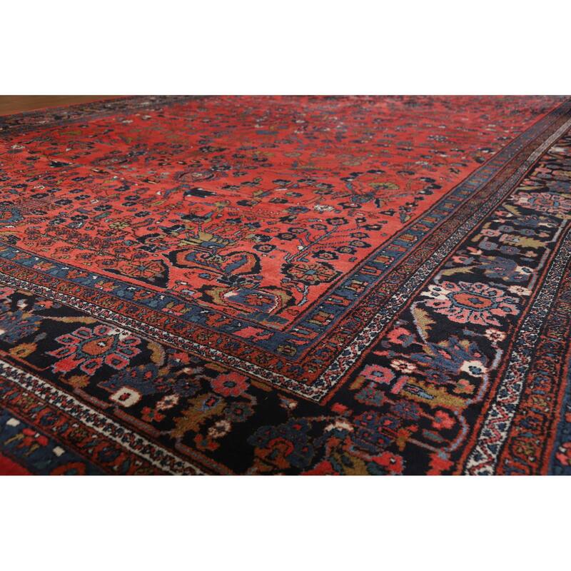 Hand Knotted Oriental 100% Wool Carpet Traditional All-Over Red Bibikabad Area Rug - 16' 7'' X 11' 7''
