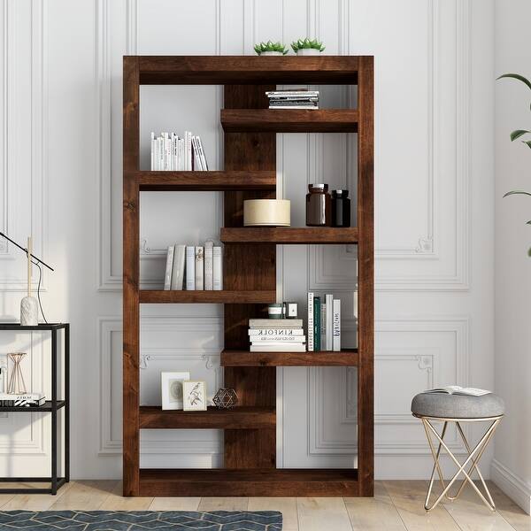 Carbon Loft Grimm Whiskey Distressed Alder Wood 72 Inch Bookcase Overstock 23051115