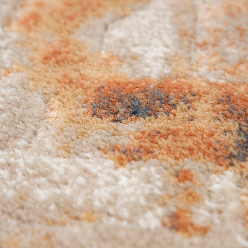 Modern Area Rug for Living-Room Abstract Design in cream orange blue