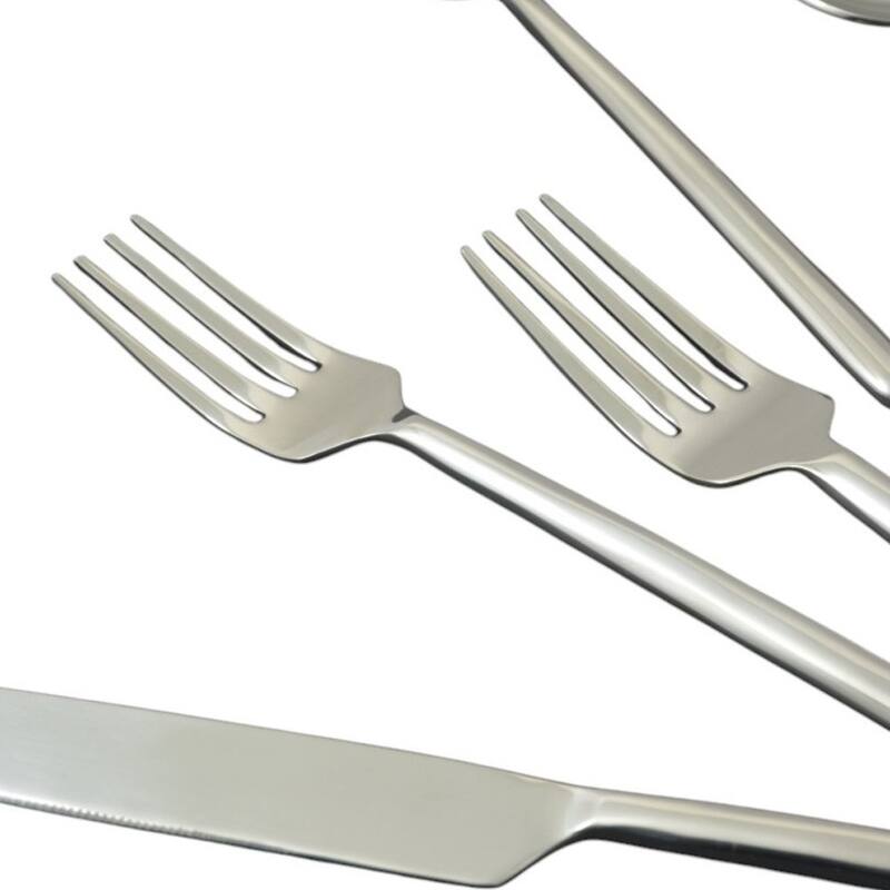 HomeRoots Glossy Silver Stainless Steel Twenty Piece Hand Forged Flatware Set - 2' X '1' X '9.1