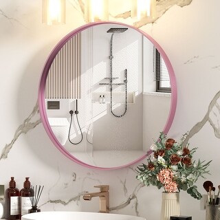 Large Round Mirror Wall Decor for Bathroom and Home, Metal Frame - Bed ...