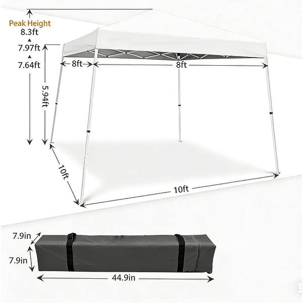 dimension image slide 0 of 2, 10x10 Pop Up Canopy Tent, Slant Leg Outdoor Shelter with UV Protection and Wheeled Bag