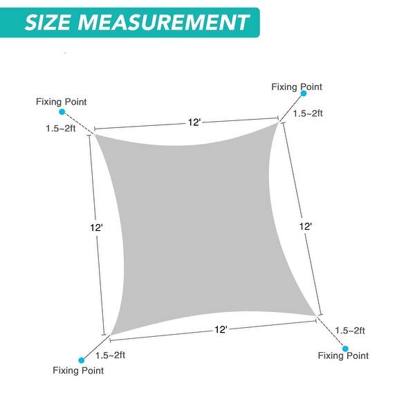 dimension image slide 0 of 2, 12ft x 12ft Rectangle Sun Shade Sail Canopy Awning UV Block for Outdoor Patio Garden.