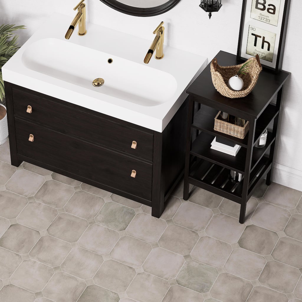 Merola Tile Laverton Octagon Grafito 7-7/8" x 7-7/8" Porcelain Floor and Wall Tile