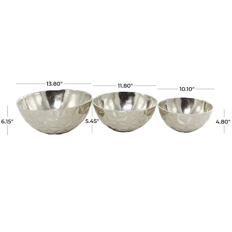 Aluminum Faceted Decorative Bowl (Set of 3) - S/3 14", 12", 10"W