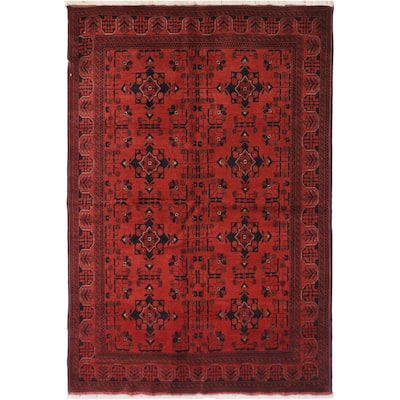 Tribal Biljik Khal Mohammadi Blaze Red/Black Rug - 4'3'' x 6'2''