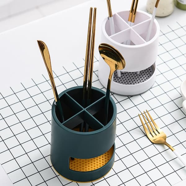 Kitchen Two-tier Bowl Dish Drain Storage Rack Chopstick Cage Spoon