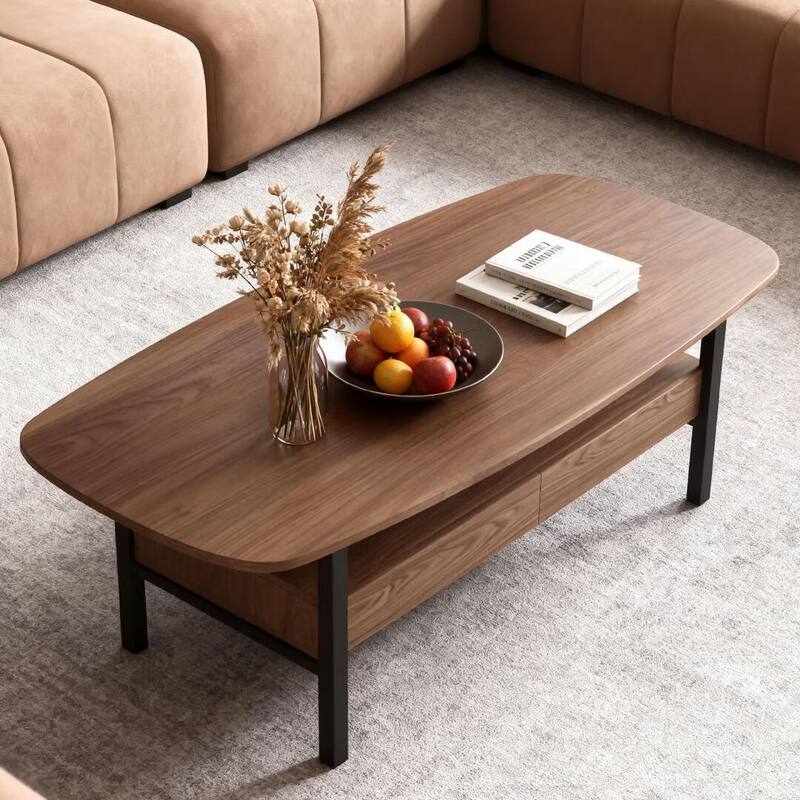 47.2" Wooden Coffee Table with Drawer Storage & Metal Legs for Living Room - 47.2"Wx22"Dx16.7"H - 47.2"Wx22"Dx16.7"H - Brown - MDF