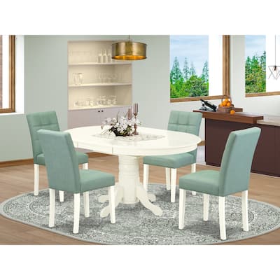 East West Furniture Dinette Set Includes an Oval Kitchen Table and Chairs, Linen White (Pieces Options)
