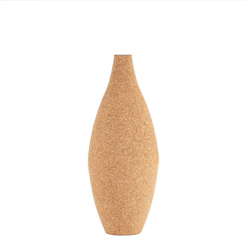 Small Bottle Shaped Cork Wrapped Flower Vase - 14.25" - Beige
