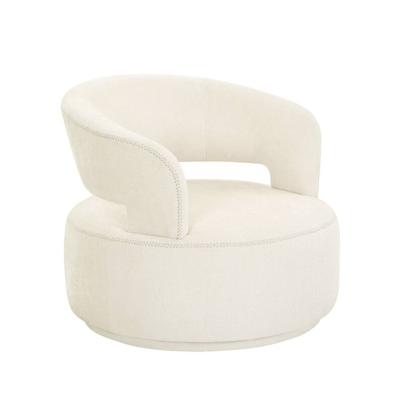 Pasargad Home Piagia Upholstered Swivel Barrel Chair - Beige