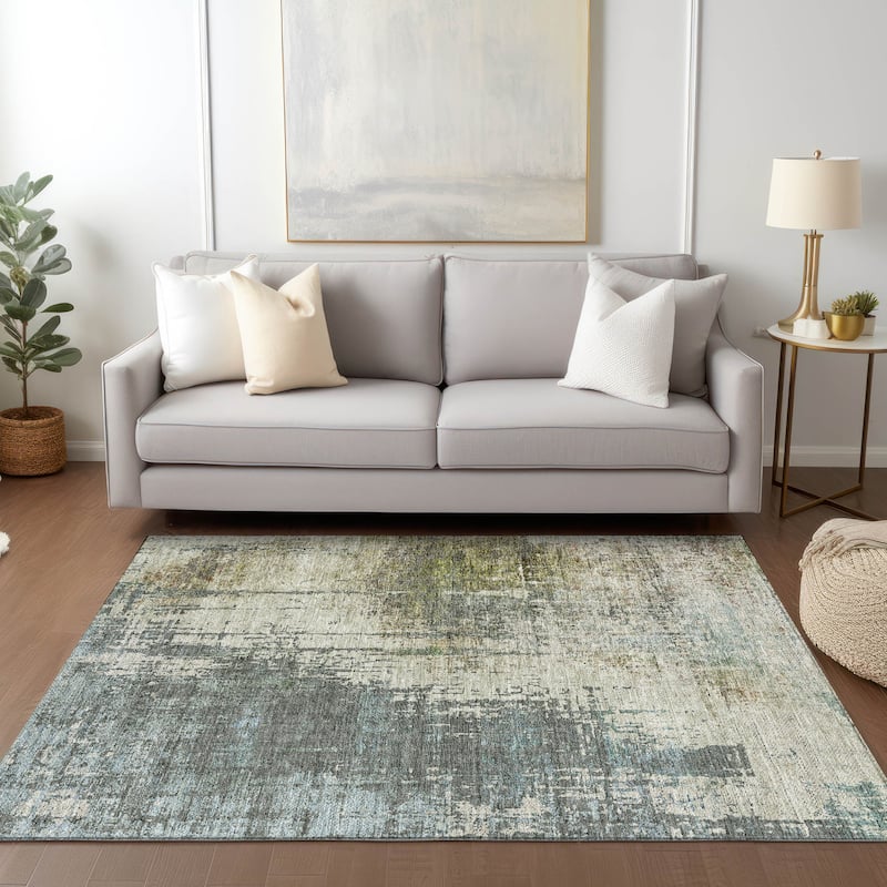 Machine Washable Indoor/ Outdoor Chantille Abstract Ombre Rug