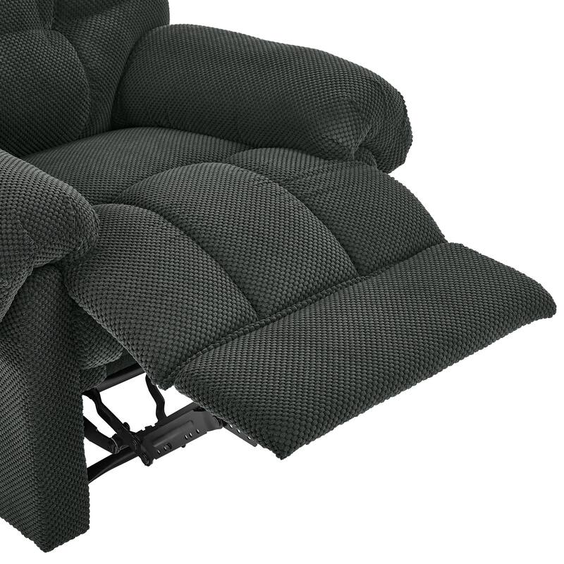Recliner Chair, Overstuffed Armchair, Manual Recliner, Padded Footrest, Ergonomic Lounge Chair, Soft Fabric Recliner
