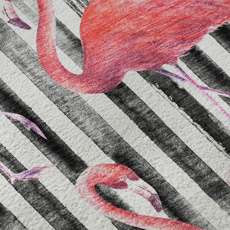 Premium Washable Super Soft Flamingo Stripes Mayfield Rug