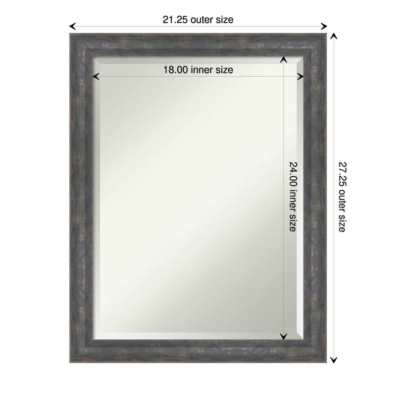 Angled Beveled Wood Framed Bathroom Vanity Wall Mirror - Glass Size 18x24 - Angled Metallic Rainbow